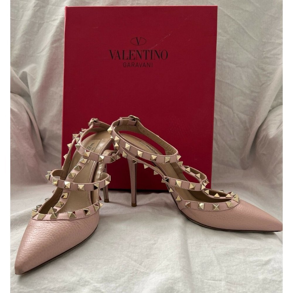 Valentino Rockstud Women's Rockstud Pumps Hells Pink Leather Size 39